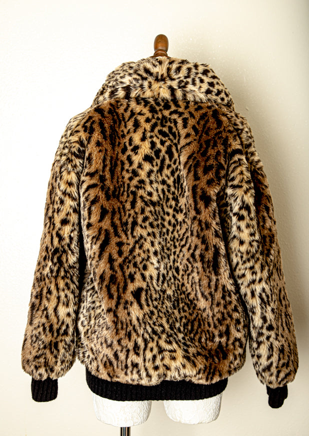 Vintage - Made in USA Leopard Print Jacket With Button Closure Pin Up Rave Gothic Punk L