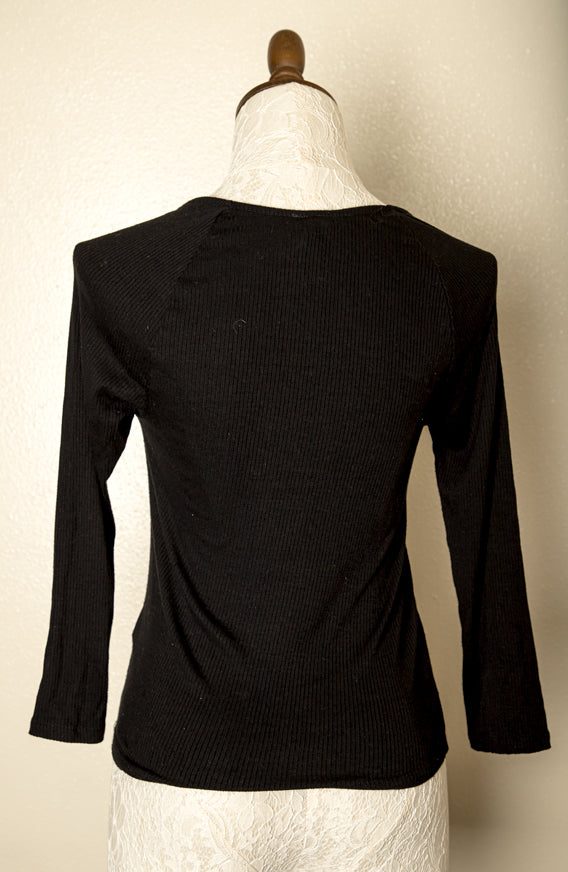 Vintage - Sweetheart Long Sleeve Stretchy Top Stretchy / Gothic / Rave / Punk L