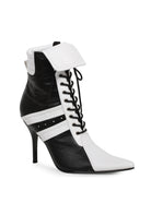black and white sporty athlete ankle boots with lace up front halloween costume shoes