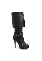 black knee boots with brass buckles and fold top for vampire or pirate costume