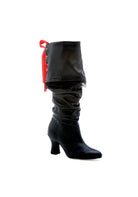 captain morgan black knee high pirate boots with mid heel and soft vintage finish