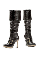 black knee high boots with buckles and 4 inch heel for steampunk or renaissance halloween costume