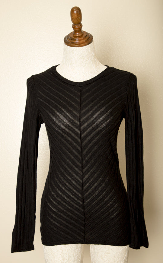 black long sleeve fitted gothic stretch top vintage minimalist style women’s medium