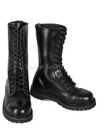 Black lace-up mid-calf combat boots men’s military rave style perfect for cosplay or festival fashion