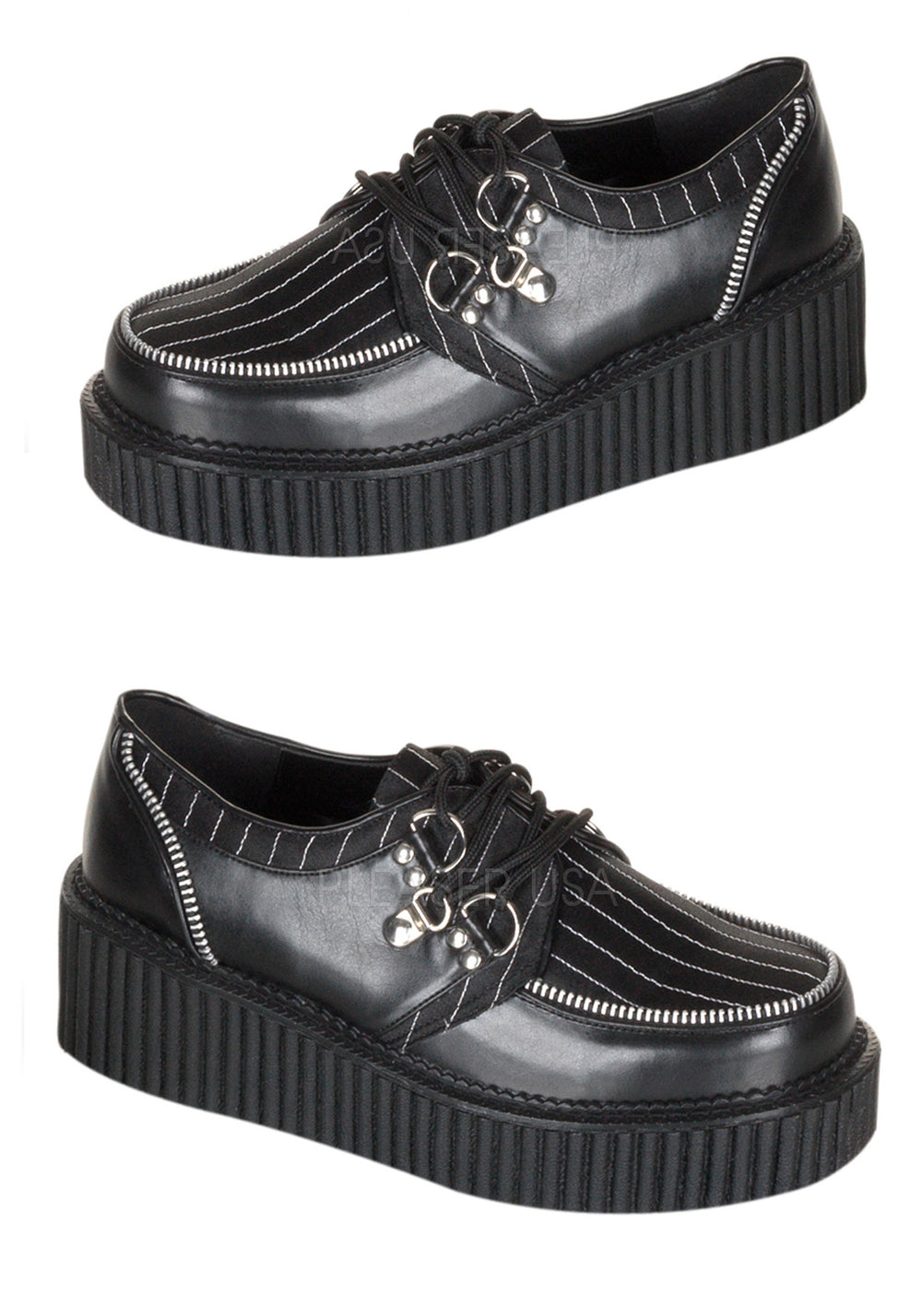 Pinstripe Platform Creeper Shoes