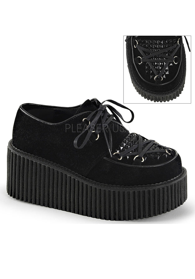Black Vegan Suede Pentagram Creepers