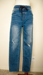 vintage field worker drawstring blue jeans relaxed fit women’s pants size 9 medium