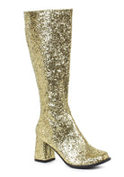 gold glitter knee high gogo boots for disco diva or goddess costume