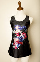 Handmade Wonder Woman rave tank top sleeveless size large with comic art print ideal for cosplay and festival fashion
