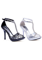 black rhinestone t-strap heels with stiletto heel for ballroom, pageant, or evening style