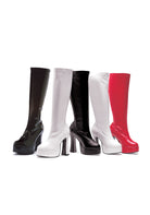 white stretch knee high boots for superhero or nurse halloween costume