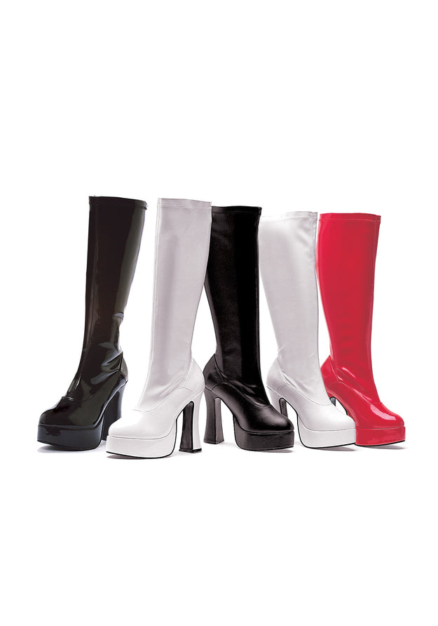 white stretch knee high boots for superhero or nurse halloween costume