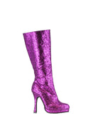 purple glitter knee boots with 4 inch heel for taylor swift or disco costume