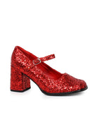red glitter mary jane heels with strap and 3 inch heel for dorothy costume