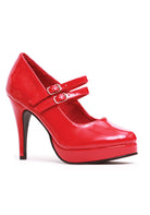red glossy red mary jane heels with double strap for barbie or vintage doll costume