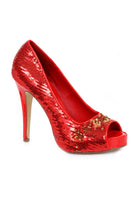 red open toe glitter high heels with 4 inch heel for vampire or showgirl costume