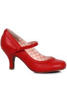 Red Mary Jane heels 1950s retro pin-up women’s vintage classic fashion footwear
