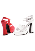 black pu chunky heel sandals for barbie disco or angel costume