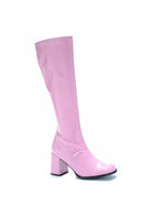pink retro gogo boots with zipper and 3 inch heel for barbie costume