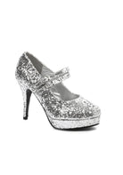 Silver glitter Mary Jane heels double strap women’s vintage party cosplay fashion footwear
