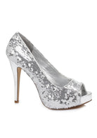 silver glitter peep toe pumps for hollywood starlet or midnight cabaret costume style