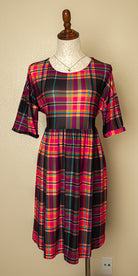 urban threads vintage stretchy plaid dress red check pattern women’s casual dress size XL