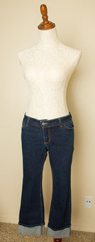 Vintage Dickies cuffed blue jeans size 9 with rolled hems and retro rockabilly style for classic denim collectors