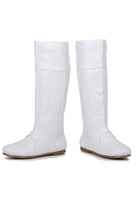 Crisp, clean, and timelessly mod — these white flat knee-high boots capture the minimalist charm of the 1960s. Designed for comfort and costume versatility, they suit everything from go-go dancewear and cosplay to chic editorial styling. Smooth faux leather and a sleek silhouette create a statement that’s both vintage and modern.