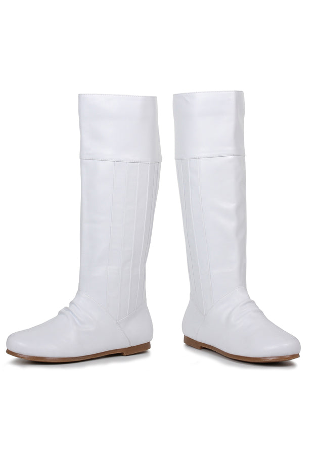 Crisp, clean, and timelessly mod — these white flat knee-high boots capture the minimalist charm of the 1960s. Designed for comfort and costume versatility, they suit everything from go-go dancewear and cosplay to chic editorial styling. Smooth faux leather and a sleek silhouette create a statement that’s both vintage and modern.